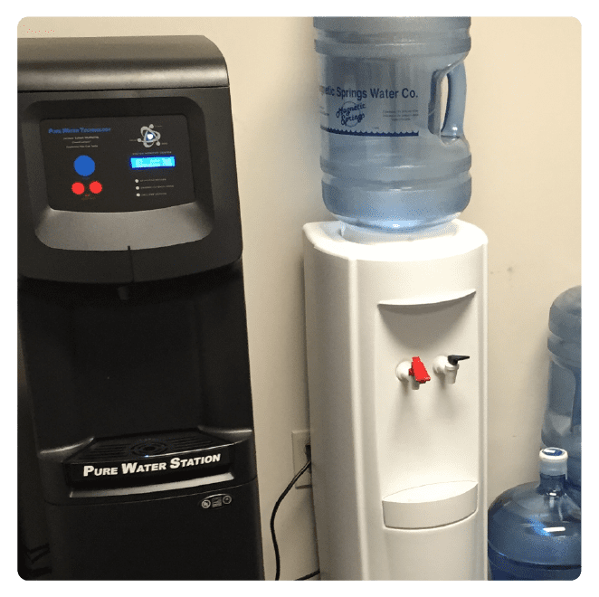 Replace your 5 gallon water cooler with our bottleless water purification systems